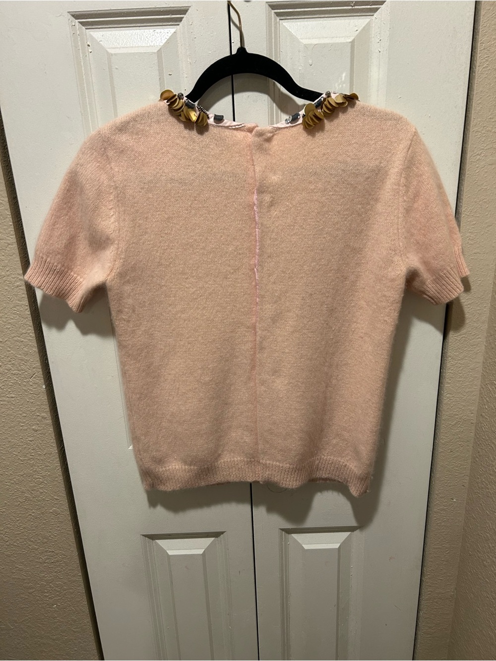 Anthropologie Corey Lynn Calter Angora Peter Pan Paillettes Collar Sweater , S - Picture 8 of 9